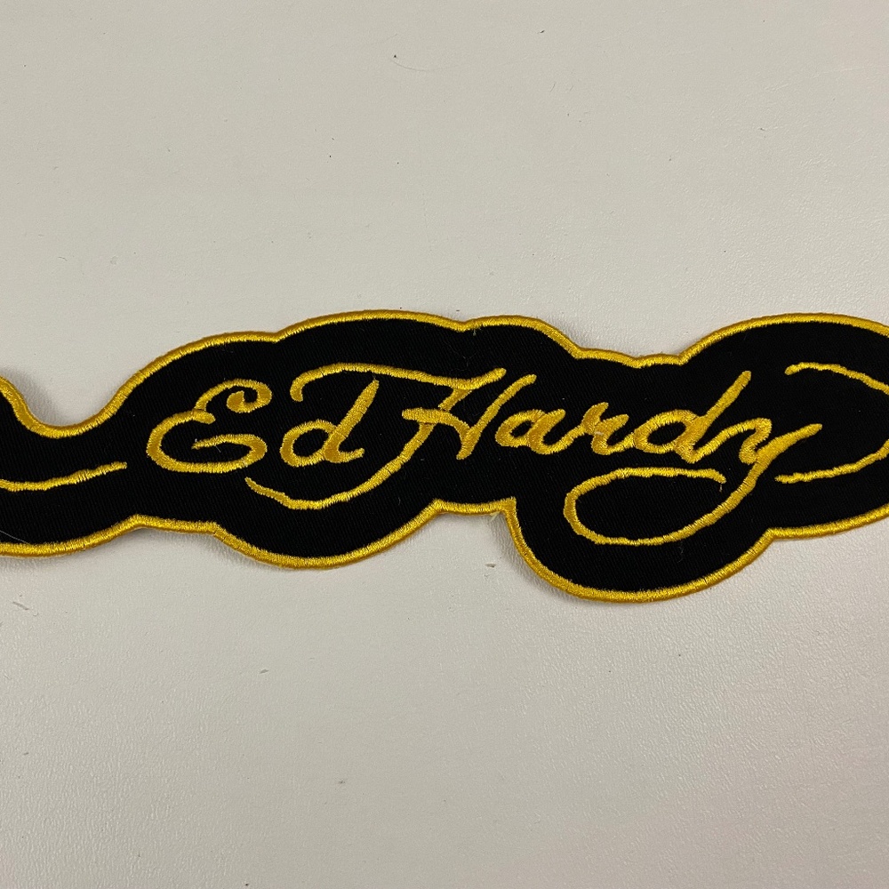 Ed Hardy Black Iron on Patch Appliqué Embroidered Sewing (Large)
